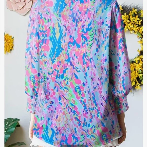 Astylish Loose V-Neck Shirts Paisley Print Lantern Sleeve Blouse Tops XL - Picture 3 of 4